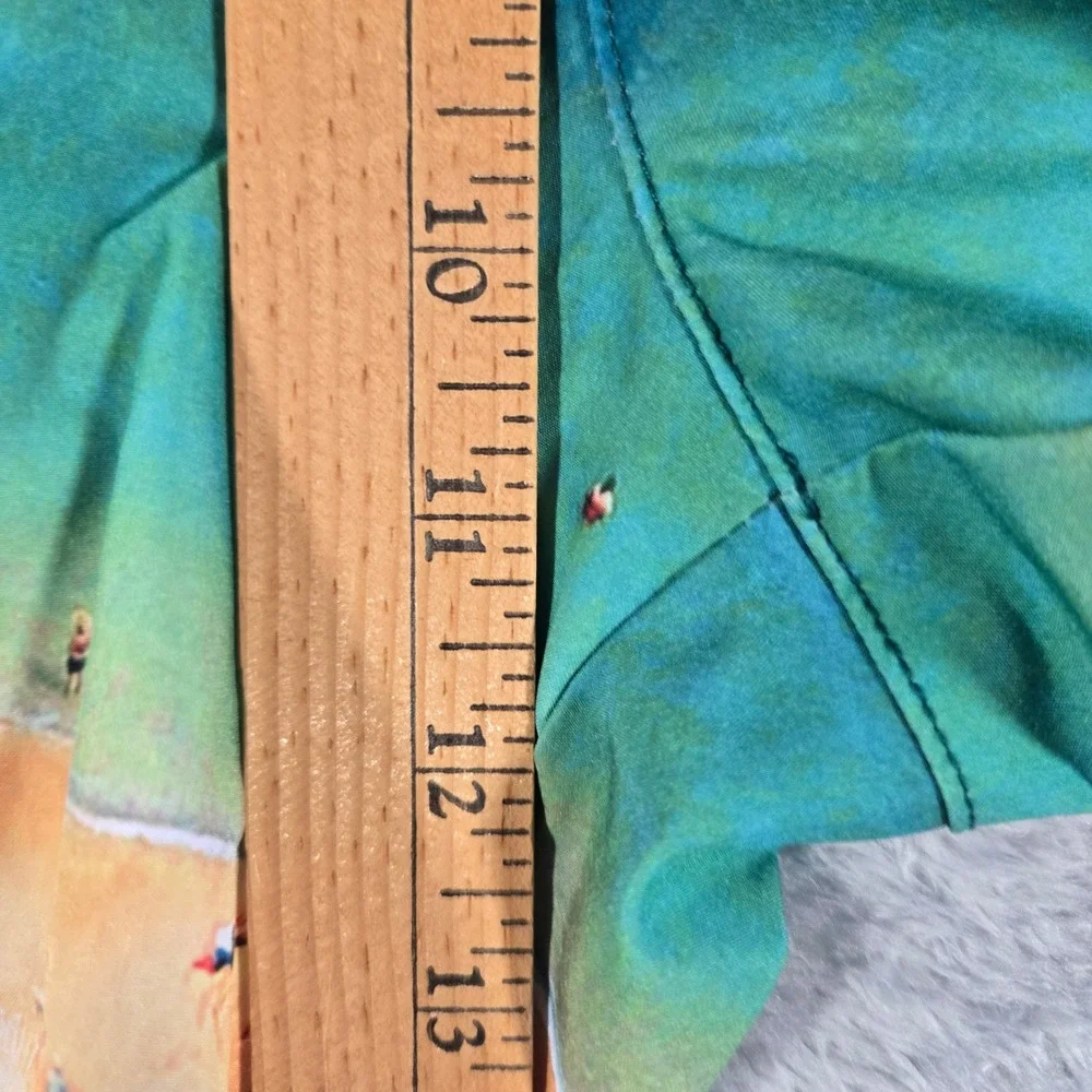 American Eagle Mens Beach Scene Graphic Board Shorts Teal Blue Size S RN54485